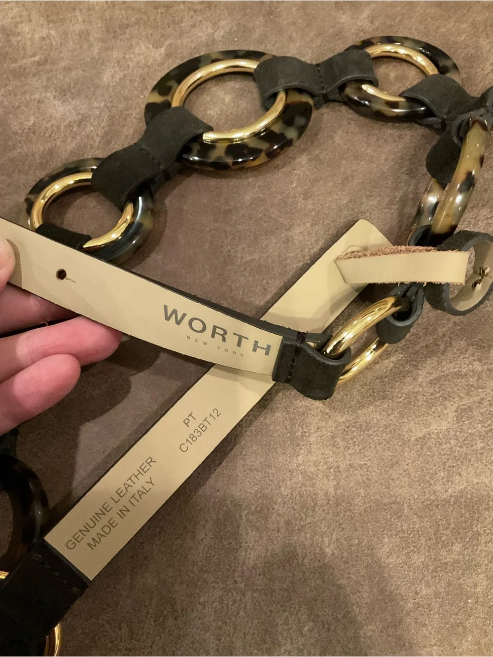 Worth New York Tortoise Shell Links Belt